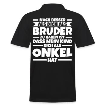 Bruder Onkel - Männer Poloshirt - Schwarz - Hinten - Kai (181cm)