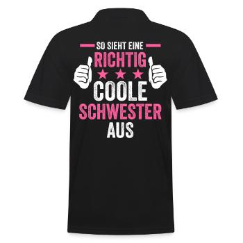 Coole Schwester - Männer Poloshirt - Schwarz - Hinten - Kai (181cm)