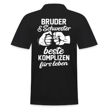 Bruder und Schwester - Männer Poloshirt - Schwarz - Hinten - Kai (181cm)