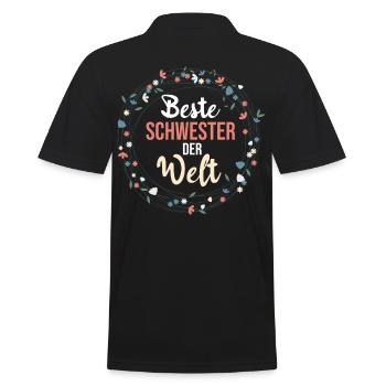 Beste Schwester der Welt - Männer Poloshirt - Schwarz - Hinten - Kai (181cm)