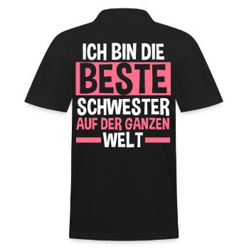 Beste Schwester - Männer Poloshirt - Schwarz - Hinten - Kai (181cm)