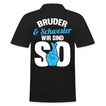 Bruder und Schwester - Männer Poloshirt - Schwarz - Hinten - Kai (181cm)