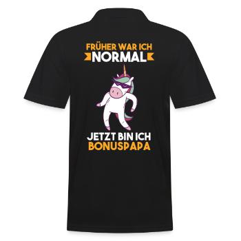 Früher war ich normal jetzt bin ich Bonuspapa - Männer Poloshirt - Schwarz - Hinten - Kai (181cm)