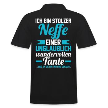 Tante und Neffe - Männer Poloshirt - Schwarz - Hinten - Kai (181cm)