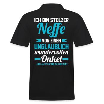 Onkel und Neffe - Männer Poloshirt - Schwarz - Hinten - Kai (181cm)