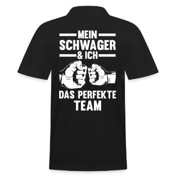 Mein Schwager und ich das perfekte Team - Männer Poloshirt - Schwarz - Hinten - Kai (181cm)
