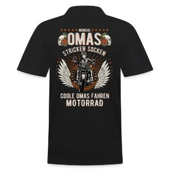 Biker-Oma Morradfahrer - Motorrad - Männer Poloshirt - Schwarz - Hinten - Kai (181cm)