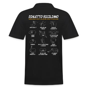 Sicilia Dialetto Siciliano Gesti divertenti - Männer Poloshirt - Schwarz - Hinten - Kai (181cm)
