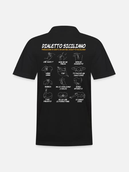 Sicilia Dialetto Siciliano Gesti divertenti - Männer Poloshirt - Schwarz
