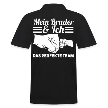 Bruder und ich das perfekte Team - Männer Poloshirt - Schwarz - Hinten - Kai (181cm)