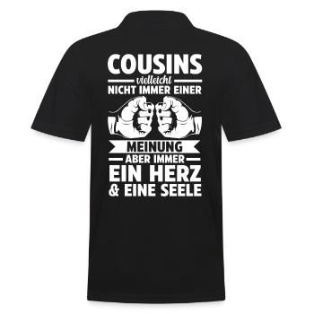 Cousins Cousin - Männer Poloshirt - Schwarz - Hinten - Kai (181cm)
