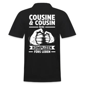 Cousin und Cousine - Männer Poloshirt - Schwarz - Hinten - Kai (181cm)