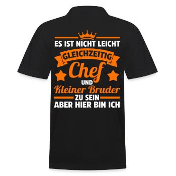 Gleichzeitig Chef und kleiner Bruder - Männer Poloshirt - Schwarz - Hinten - Kai (181cm)