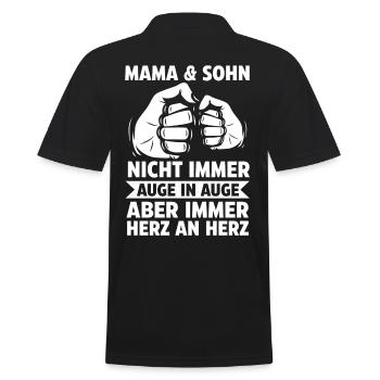 Mama und Sohn - Männer Poloshirt - Schwarz - Hinten - Kai (181cm)