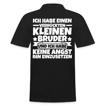 Ich habe einen verrücklten kleinen Bruder - Männer Poloshirt - Schwarz - Hinten - Kai (181cm)
