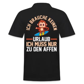 Urlaub Affe Affen - Männer Poloshirt - Schwarz - Hinten - Kai (181cm)