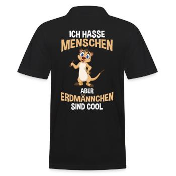 Ich hasse Menschen Erdmännchen - Männer Poloshirt - Schwarz - Hinten - Kai (181cm)