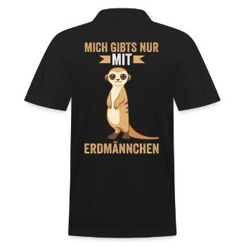 Mich gibt es nur mit Erdmännchen - Männer Poloshirt - Schwarz - Hinten - Kai (181cm)
