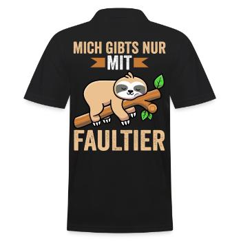 Mich gibt es nur mit Faultier - Männer Poloshirt - Schwarz - Hinten - Kai (181cm)