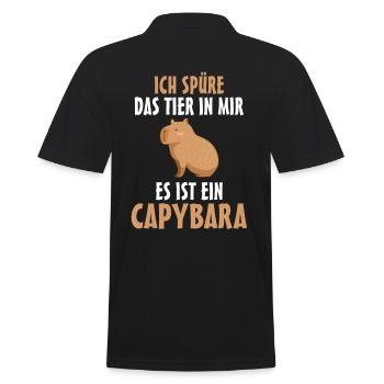Capybara - Männer Poloshirt - Schwarz - Hinten - Kai (181cm)