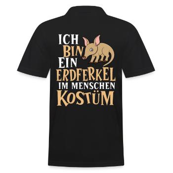 Erdferkel im Menschen Kostüm - Männer Poloshirt - Schwarz - Hinten - Kai (181cm)