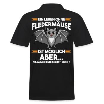 Fledermaus - Männer Poloshirt - Schwarz - Hinten - Kai (181cm)