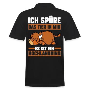 Landwirt Bauer Bauernhof Kuh Rind Hochlandrind - Männer Poloshirt - Schwarz - Hinten - Kai (181cm)