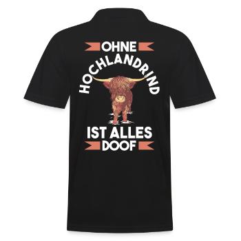 Ohne Hochlandrind ist alles doof - Männer Poloshirt - Schwarz - Hinten - Kai (181cm)