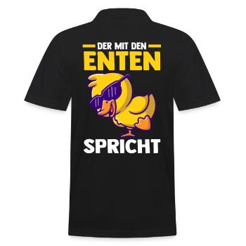 Der mit den Enten spricht - Männer Poloshirt - Schwarz - Hinten - Kai (181cm)
