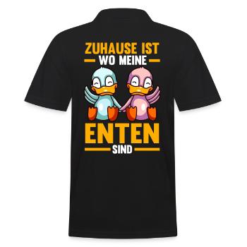 Zuhause ist wo meine Enten sind - Männer Poloshirt - Schwarz - Hinten - Kai (181cm)