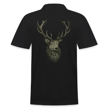 Hunter Shirt Men's Hunting Deer - Men's Polo Shirt - black - Back - Kai (181cm)