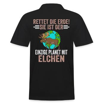 Umweltschutz Tierschutz Elch - Männer Poloshirt - Schwarz - Hinten - Kai (181cm)