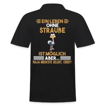 Zootier Strauß - Männer Poloshirt - Schwarz - Hinten - Kai (181cm)