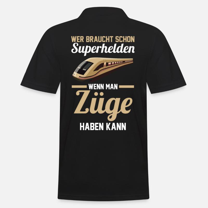 Superhelden Modelleisenbahn Zug Eisenbahn - Männer Poloshirt - Schwarz