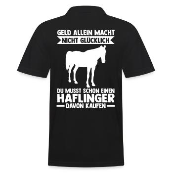 Reitstall Pferd Haflinger Reiten Pferde - Männer Poloshirt - Schwarz - Hinten - Kai (181cm)