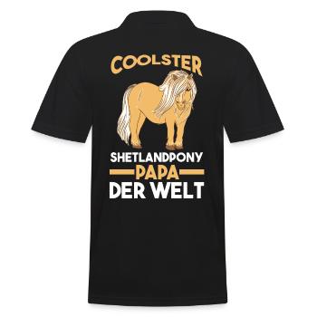 Pferde Papa Vater Vatertag Shetlandpony Pferd Rei - Männer Poloshirt - Schwarz - Hinten - Kai (181cm)