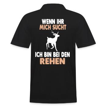 Wald Wildtier Reh - Männer Poloshirt - Schwarz - Hinten - Kai (181cm)
