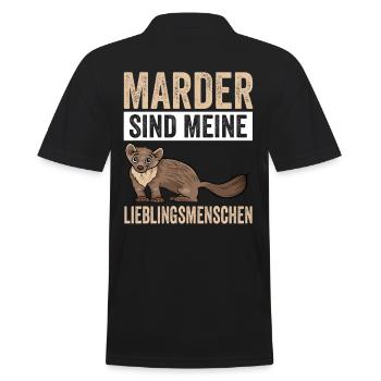 Marder - Männer Poloshirt - Schwarz - Hinten - Kai (181cm)