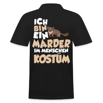 Marder Menschen Kostüm - Männer Poloshirt - Schwarz - Hinten - Kai (181cm)