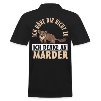 Marder - Männer Poloshirt - Schwarz - Hinten - Kai (181cm)