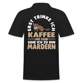 Kaffee Marder - Männer Poloshirt - Schwarz - Hinten - Kai (181cm)