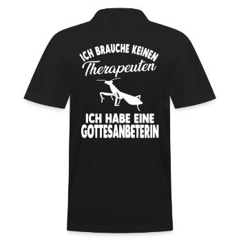 Gottesanbeterin - Männer Poloshirt - Schwarz - Hinten - Kai (181cm)