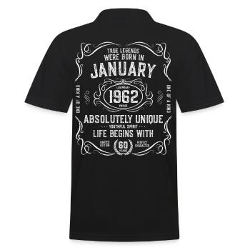 1962 Januar 60 Jahre - Männer Poloshirt - Schwarz - Hinten - Kai (181cm)