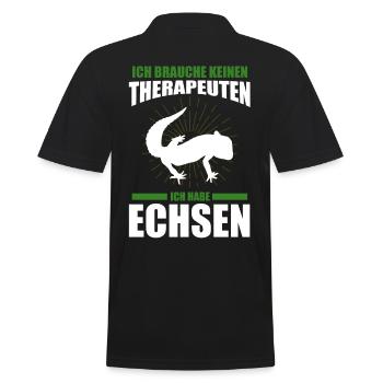 Ich brauche keine Therapeuten ich habe eine Echse - Männer Poloshirt - Schwarz - Hinten - Kai (181cm)