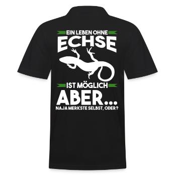 Terrarium Echse Echsen - Männer Poloshirt - Schwarz - Hinten - Kai (181cm)