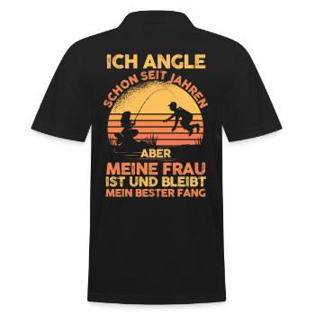 Angler Angeln Fischer - Männer Poloshirt - Schwarz - Hinten - Kai (181cm)