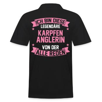 Angeln Angler Anglerin Karpfen - Männer Poloshirt - Schwarz - Hinten - Kai (181cm)