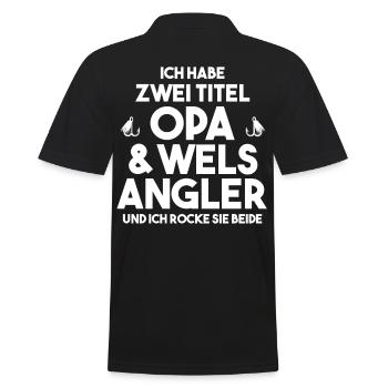 Angeln Opa Wels Angler - Männer Poloshirt - Schwarz - Hinten - Kai (181cm)