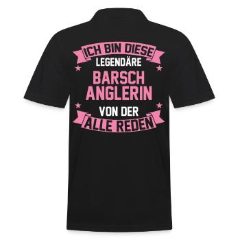 Angeln Angler Anglerin Barsch - Männer Poloshirt - Schwarz - Hinten - Kai (181cm)
