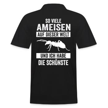 Ameisen Ameise - Männer Poloshirt - Schwarz - Hinten - Kai (181cm)